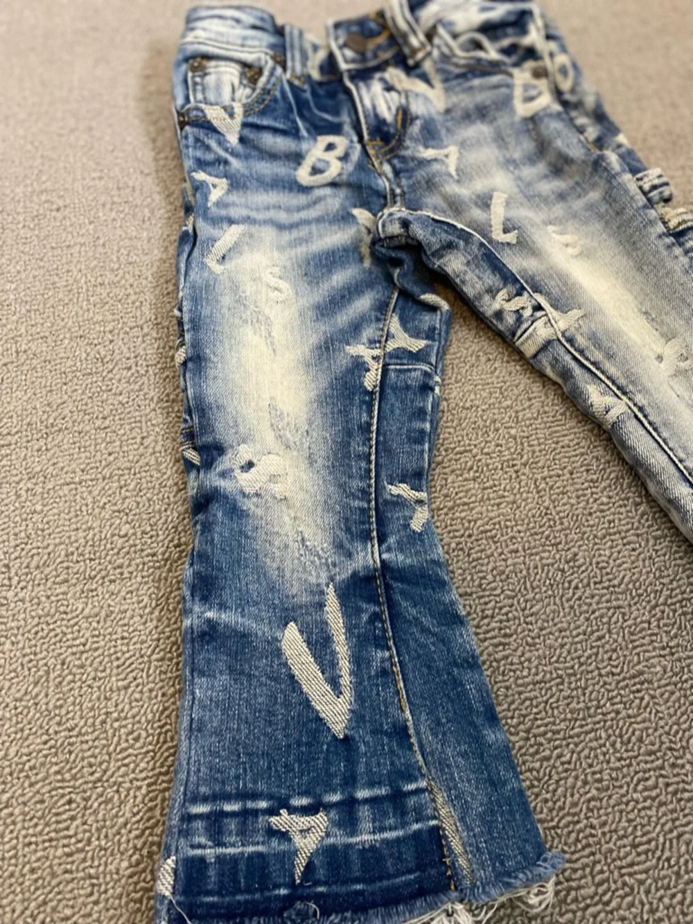 Valabasas Play Designer Luxury Boys' Distressed Blue Denim Jeans- Streetwear